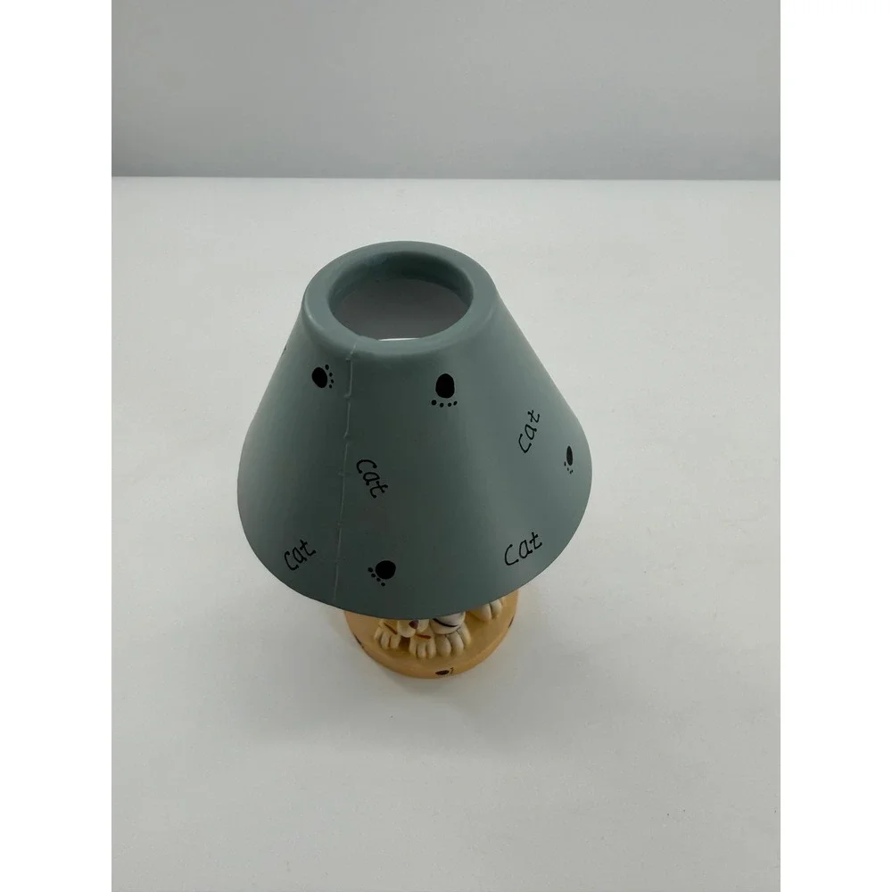 Crazy Mountain Cat Tea Light Candle Holder Blue Whimsical Figurine